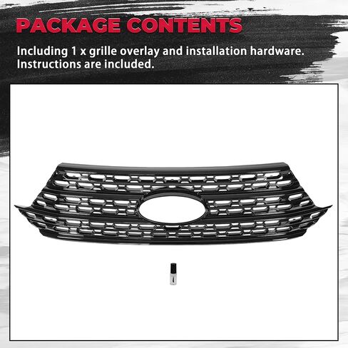 HECASA Grille Overlay Compatible with 2020-2024 Ford Explorer for Base and XLT Black Front Bumper Grill Covers Plastic (ABS) in Saudi Arabia