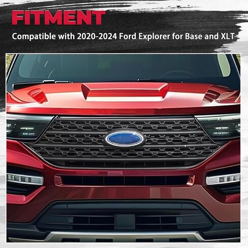 HECASA Grille Overlay Compatible with 2020-2024 Ford Explorer for Base and XLT Black Front Bumper Grill Covers Plastic (ABS) in Saudi Arabia