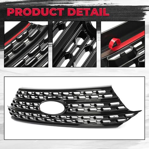 HECASA Grille Overlay Compatible with 2020-2024 Ford Explorer for Base and XLT Black Front Bumper Grill Covers Plastic (ABS) in Saudi Arabia