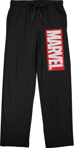 Marvel Comic Book Retro Logo Mens Black Graphic Print Sleep Pajama Pants in Saudi Arabia