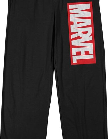 Marvel Comic Book Retro Logo Mens Black Graphic Print Sleep Pajama Pants in Saudi Arabia