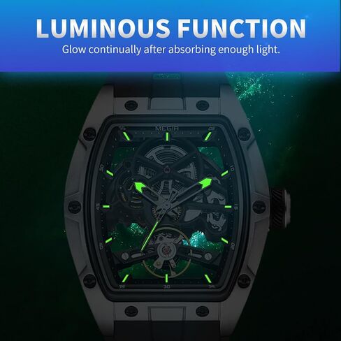 Luxury Automatic Mechanical Skeleton Watch, 42x53mm Alloy Case, Luminescent Hands, Silicone Strap, 3ATM Water Resistant in Saudi Arabia