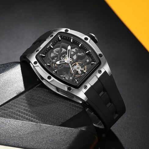 Luxury Automatic Mechanical Skeleton Watch, 42x53mm Alloy Case, Luminescent Hands, Silicone Strap, 3ATM Water Resistant in Saudi Arabia