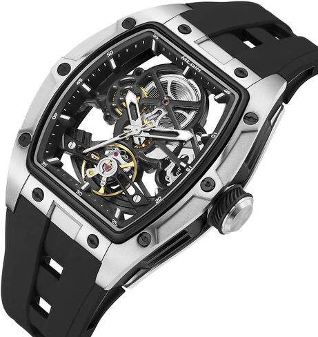 Luxury Automatic Mechanical Skeleton Watch, 42x53mm Alloy Case, Luminescent Hands, Silicone Strap, 3ATM Water Resistant in Saudi Arabia