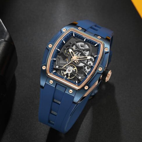 Luxury Automatic Mechanical Skeleton Watch, 42x53mm Alloy Case, Luminescent Hands, Silicone Strap, 3ATM Water Resistant in Saudi Arabia