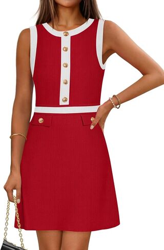 MEROKEETY Women's Formal Work Mini Dress Casual Summer Sleeveless Elegant Button Bussiness Office Outfits in Kuwait
