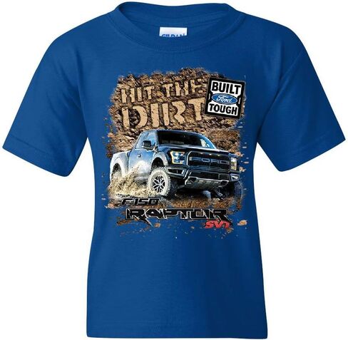 Hit The Dirt Built Ford Tough Youth T-Shirt F-150 Raptor Pickup Truck Kids Tee in Saudi Arabia