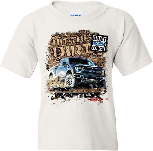 Hit The Dirt Built Ford Tough Youth T-Shirt F-150 Raptor Pickup Truck Kids Tee in Saudi Arabia