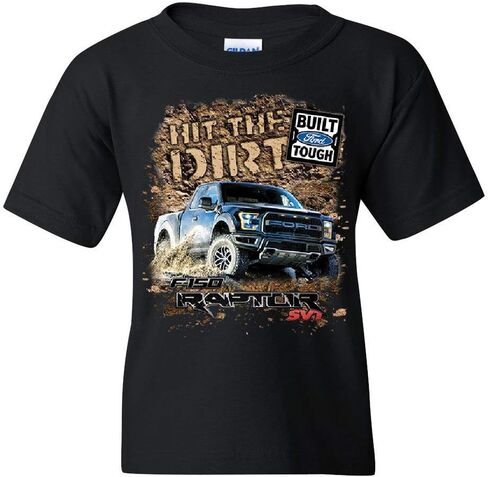 Hit The Dirt Built Ford Tough Youth T-Shirt F-150 Raptor Pickup Truck Kids Tee in Saudi Arabia