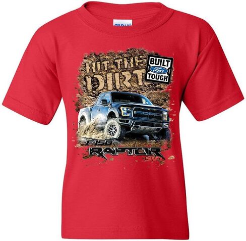 Hit The Dirt Built Ford Tough Youth T-Shirt F-150 Raptor Pickup Truck Kids Tee in Saudi Arabia