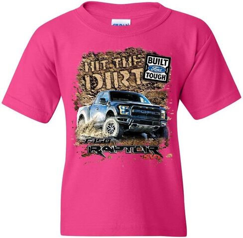 Hit The Dirt Built Ford Tough Youth T-Shirt F-150 Raptor Pickup Truck Kids Tee in Saudi Arabia