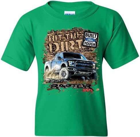 Hit The Dirt Built Ford Tough Youth T-Shirt F-150 Raptor Pickup Truck Kids Tee in Saudi Arabia
