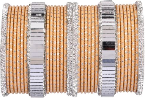 Efulgenz CZ Crystal Indian Wedding Bridal Bangles Set Metal Bangles Rhinestone Bangle Bracelet Jewelry for Women (34 Pcs) in Saudi Arabia