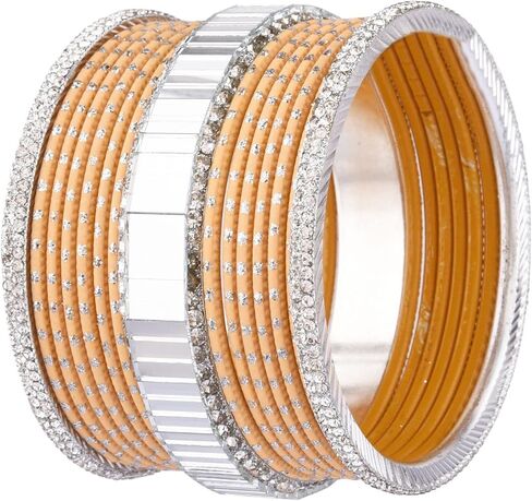 Efulgenz CZ Crystal Indian Wedding Bridal Bangles Set Metal Bangles Rhinestone Bangle Bracelet Jewelry for Women (34 Pcs) in Saudi Arabia