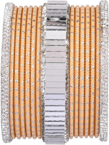 Efulgenz CZ Crystal Indian Wedding Bridal Bangles Set Metal Bangles Rhinestone Bangle Bracelet Jewelry for Women (34 Pcs) in Saudi Arabia