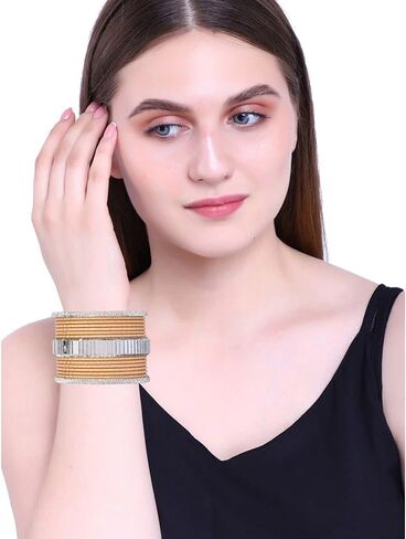 Efulgenz CZ Crystal Indian Wedding Bridal Bangles Set Metal Bangles Rhinestone Bangle Bracelet Jewelry for Women (34 Pcs) in Saudi Arabia