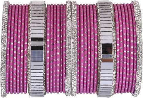 Efulgenz CZ Crystal Indian Wedding Bridal Bangles Set Metal Bangles Rhinestone Bangle Bracelet Jewelry for Women (34 Pcs) in Saudi Arabia