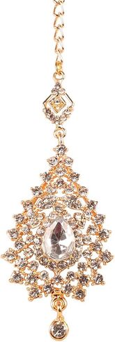 Touchstone Indian Bollywood Stylish Contemporary Designer Jewelry Wedding Head Accessory Mangtika with Beautiful Chain for Women in Gold or Silver Tone for Women. in Kuwait