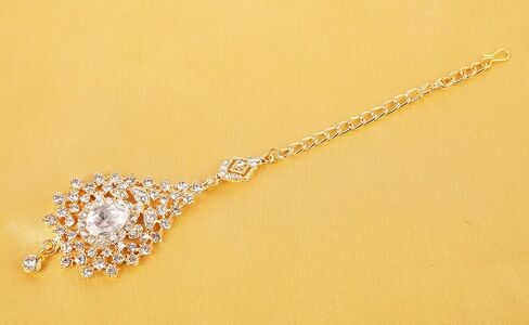 Touchstone Indian Bollywood Stylish Contemporary Designer Jewelry Wedding Head Accessory Mangtika with Beautiful Chain for Women in Gold or Silver Tone for Women. in Kuwait