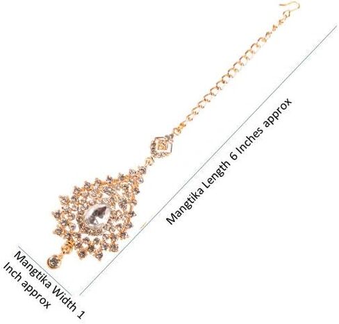 Touchstone Indian Bollywood Stylish Contemporary Designer Jewelry Wedding Head Accessory Mangtika with Beautiful Chain for Women in Gold or Silver Tone for Women. in Kuwait