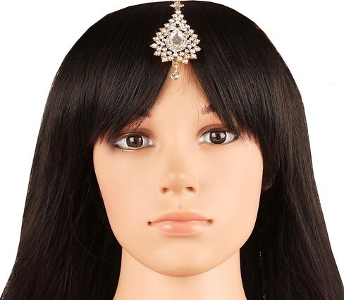 Touchstone Indian Bollywood Stylish Contemporary Designer Jewelry Wedding Head Accessory Mangtika with Beautiful Chain for Women in Gold or Silver Tone for Women. in Kuwait
