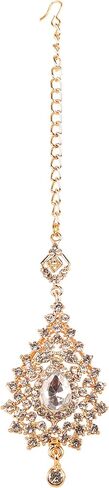Touchstone Indian Bollywood Stylish Contemporary Designer Jewelry Wedding Head Accessory Mangtika with Beautiful Chain for Women in Gold or Silver Tone for Women. in Kuwait