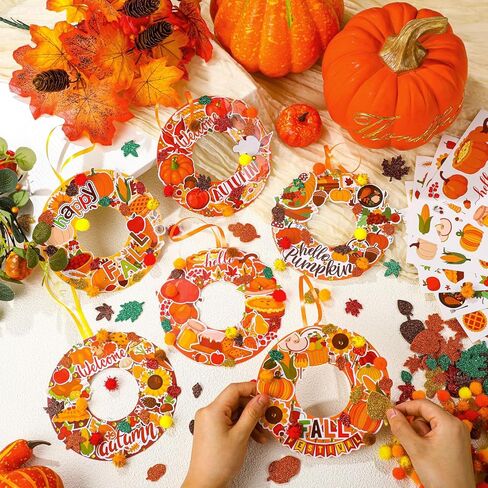 48 Sets Winter Wreath Craft Kits DIY Snowflake Wreath Hanging Ornaments Make Your Own Paper Winter Craft with Stickers for Winter Xmas Home Party Favors Activities in Kuwait