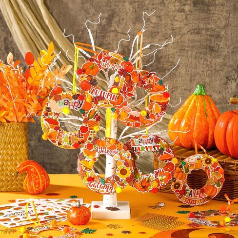 48 Sets Winter Wreath Craft Kits DIY Snowflake Wreath Hanging Ornaments Make Your Own Paper Winter Craft with Stickers for Winter Xmas Home Party Favors Activities in Kuwait