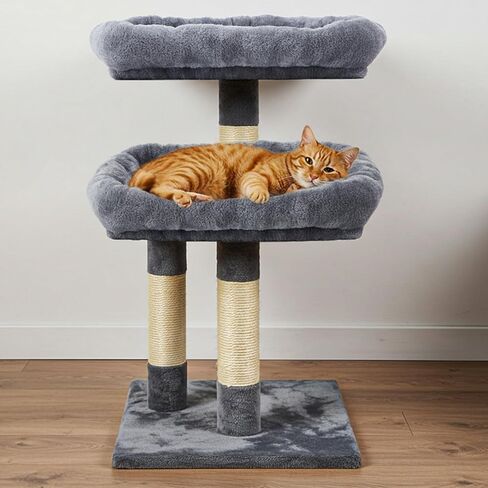 Abbylike 2 PCS Cat Tree Tower Accessories قطع غيار 15.7 × 11.8 بوصة غطاء سرير قطة رمادي مربع مع شريط مرن لرفوف جثم منصة in Kuwait