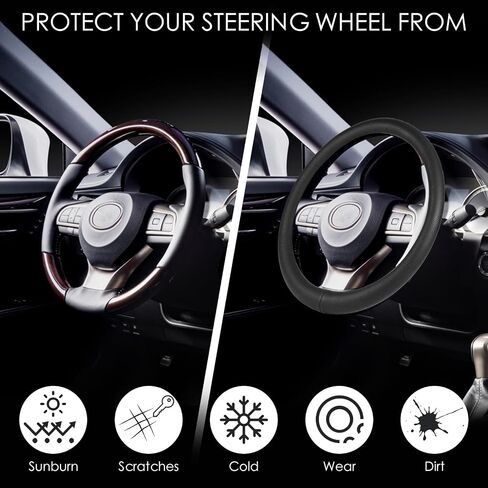 تغطية عجلة القيادة للسيارات لـ Honda CRV Civic Accord HRV Pilot Passport Odyssey Element Insight Fit Ridgeline Cly City LX Exl Si Hatchback Accessories ، Black (Style-B ، Round على شكل مستدير) in Saudi Arabia