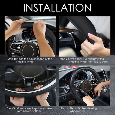 تغطية عجلة القيادة للسيارات لـ Honda CRV Civic Accord HRV Pilot Passport Odyssey Element Insight Fit Ridgeline Cly City LX Exl Si Hatchback Accessories ، Black (Style-B ، Round على شكل مستدير) in Saudi Arabia