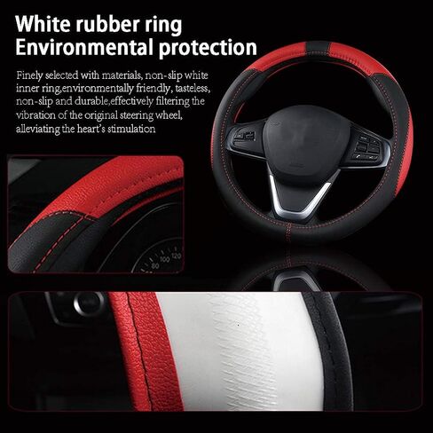 Car Leather Steering Wheel Cover for Nissan Rogue S/SV/SL/Platinum 2021 2022 2023 2024, Stretch Breathable Soft Grip Protector Anti Slip Corrugated Inner Interior,Black Brown in Saudi Arabia