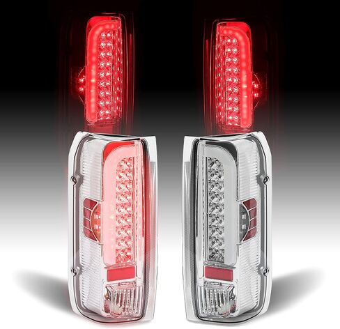 مصابيح فرامل الضوء Hecasa Tail متوافقة مع 1990-1997 Ford F150/F250/F350/Bronco/F Super Duty Styleside 3D LED BAR LH & RH - RED LENS in Saudi Arabia