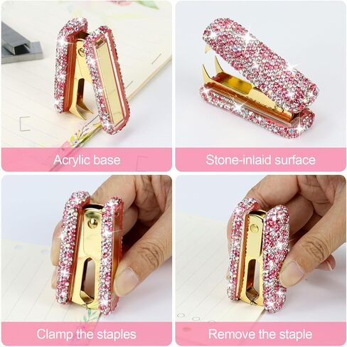 مزيل Staples Multibey Marble Staples ، Rhinestone Handmade Crystal Dexival Tool Tool Staple Puller Metal Jaws Stationery ، Apazzing Bling Office Desk Taxt for Office School and Home in Kuwait