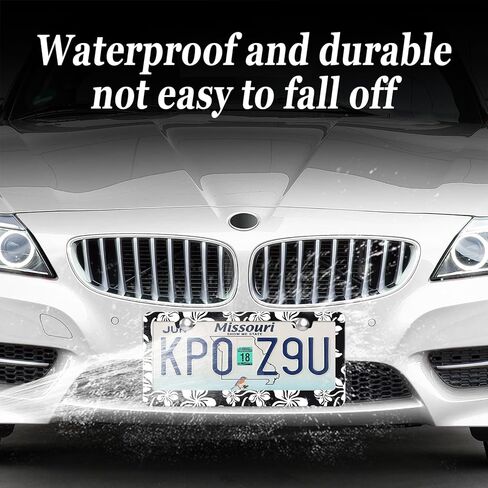 XCLPF Black & White Floral License Plate Frame for Cars – 2-Hole Aluminum Alloy Car Plate Cover Holder with Gift Box, Rustproof Auto Accessories, Universal 12x6 Inch in Kuwait