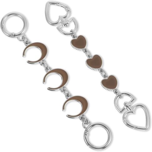 2Pcs Purse Extender Chain Silver Bag Extender Chain Coach Silver Purse Strap Extender Purse Accessories Heart Moon Purse Strap Extenders Replacement White Bag Charms For Handbags Purse Making Supplies in Kuwait