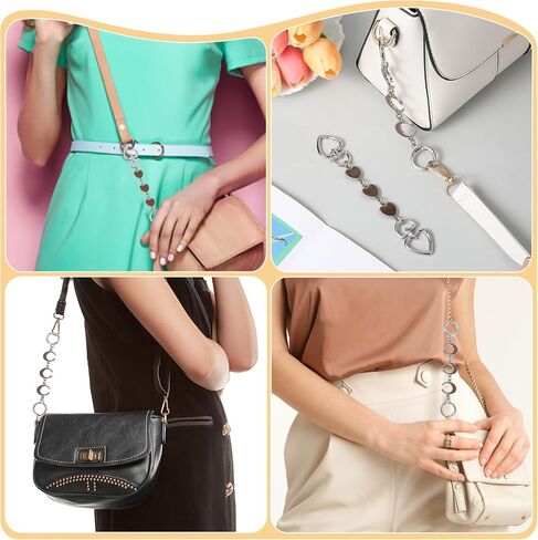 2Pcs Purse Extender Chain Silver Bag Extender Chain Coach Silver Purse Strap Extender Purse Accessories Heart Moon Purse Strap Extenders Replacement White Bag Charms For Handbags Purse Making Supplies in Kuwait