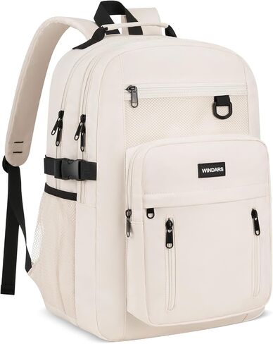 School Backpack for Girls Boys, Cute Aesthetic College Bookbag 17.3 Inch Laptop Women Backpacks Large Casual Daypack for Elementary to High School Students (White) in Saudi Arabia