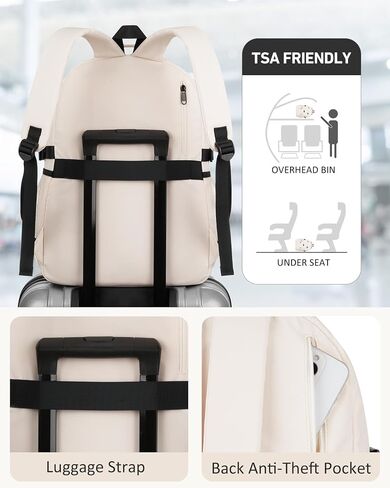 School Backpack for Girls Boys, Cute Aesthetic College Bookbag 17.3 Inch Laptop Women Backpacks Large Casual Daypack for Elementary to High School Students (White) in Saudi Arabia
