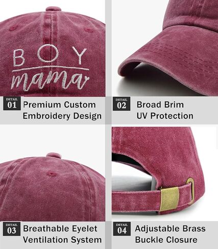 Boy Mama Baseball Cap for Women, Adjustable Cotton Embroidered Mom Hat, Funny Gift for Mothers Day, Birthday in Kuwait