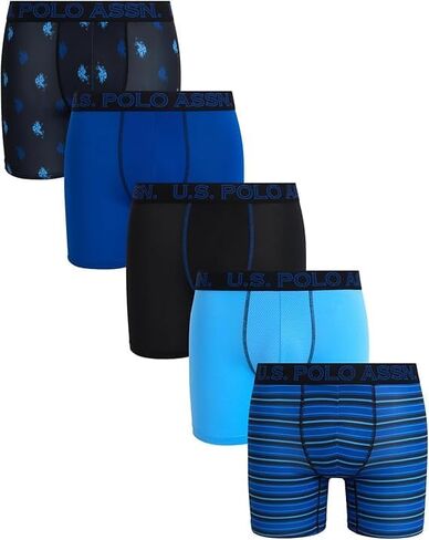 U.S. Polo Assn. Men's Boxer Briefs - 5 Pack Moisture Wicking Performance Underwear Boxers with No Fly Pouch (Sizes: S-XL) in Saudi Arabia