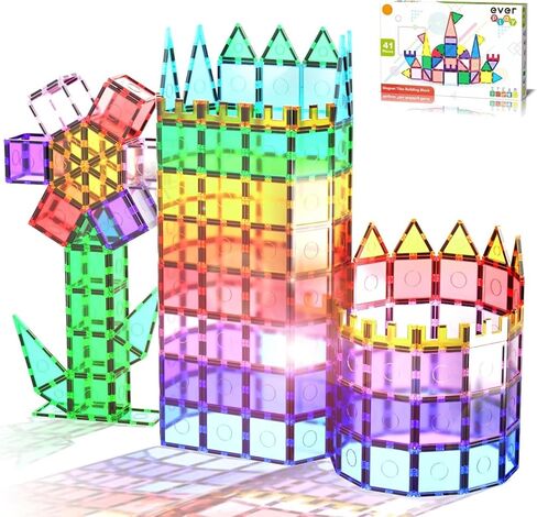 Everplay Magnet Tiles Building Block Toy Set Travel Size Mini Diamond Series Magnetic Construction Magnetized Connecting Blocks Promote Fun STEM Learning Child Brain Development for Ages 3+ EPM24 in Saudi Arabia