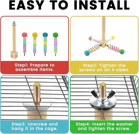 لعبة بيرش بيرش ، لعبة تدوير تفاعلية للببغاء ، ألعاب ببغاء العجلة الخشبية ، ألعاب كوكاتييل لإكسسوارات قفص الطيور للببغاوات الصغيرة والمتوسطة لإنفاق الطاقة (6 عجلات) in Kuwait