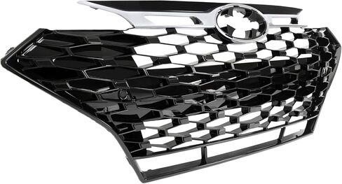 Grille متوافق مع 2019 2020 Hyundai Elantra Sport Sedan Grill Plastic (ABS) Painted+Chrome (Black+Silvery) in Saudi Arabia