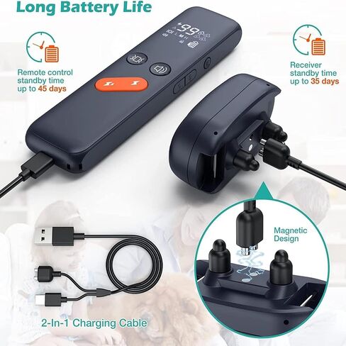 Dog Training Collar - 2 Dogs Shock Collar for Large Dog with Remote 1600ft, 3 Training Modes, Rechargeable IPX7 Waterproof Electric Dog Collar for Small Medium Large Dogs in Saudi Arabia
