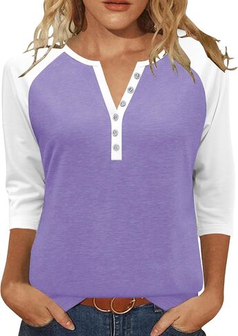 Heymiss Womens Summer Tops 3/4 طول الأكمام الخامسة in Kuwait