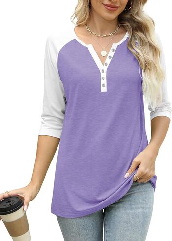 Heymiss Womens Summer Tops 3/4 طول الأكمام الخامسة in Kuwait
