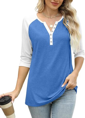 Heymiss Womens Summer Tops 3/4 طول الأكمام الخامسة in Kuwait