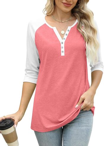 Heymiss Womens Summer Tops 3/4 طول الأكمام الخامسة in Kuwait