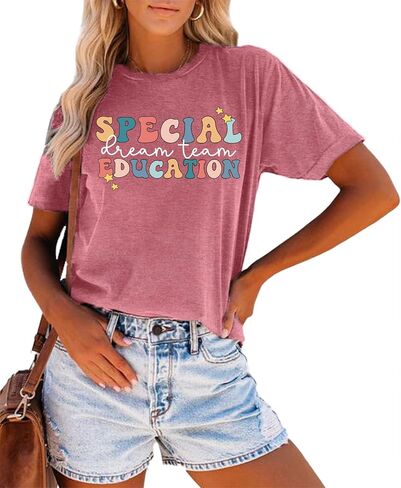 قمصان مدرس تربية خاصة للنساء من المعلمين القمصان الرسومية التي تدرس هدية الحياة القصيرة قمم تي شيرت in Kuwait